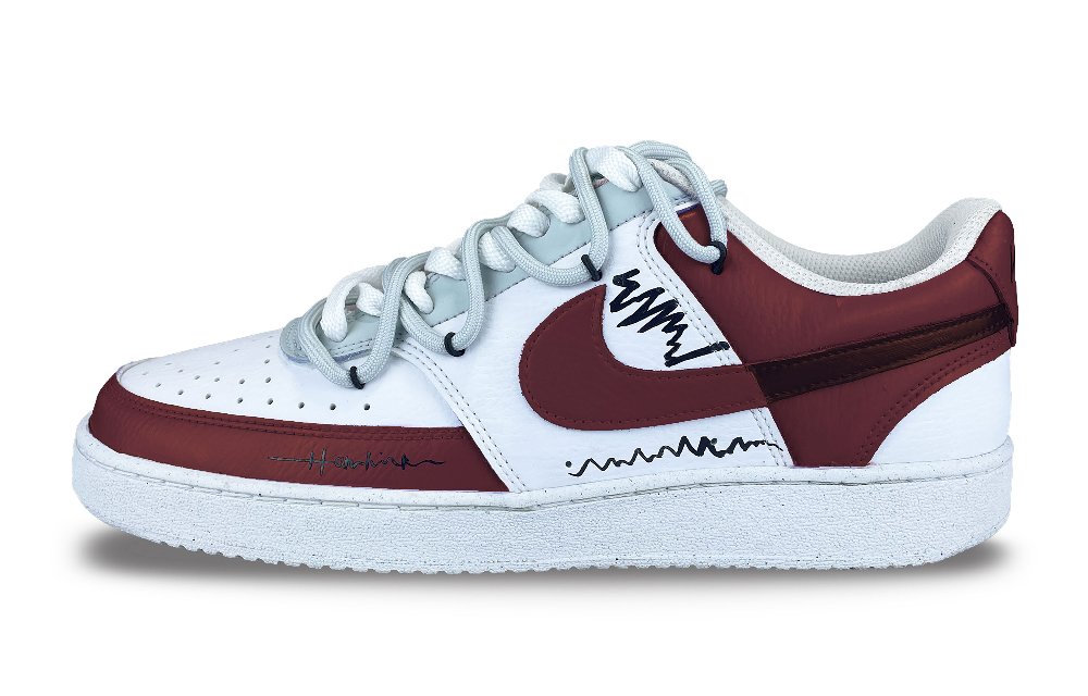 Nike Court Vision Low Anti-Slip Wear-Resistant Low-Top Skateboard Shoes Men's Burgundy