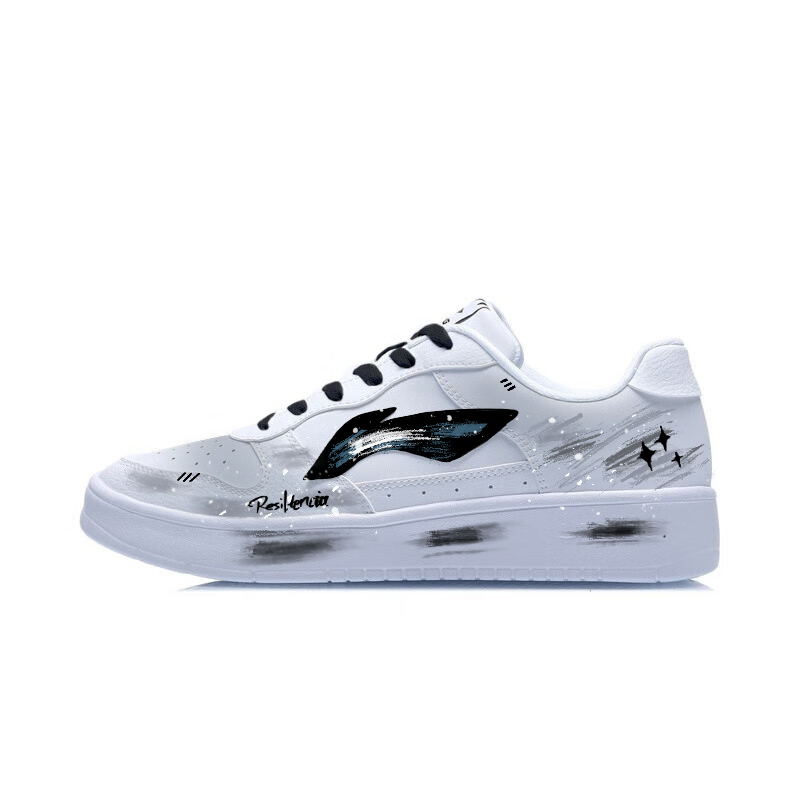 LiNing Pontoon Boats Wear resistant And Lightweight Low Top Skateboard Shoes Unisex Black White