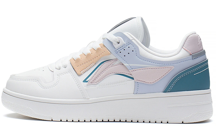 LiNing Slip Resistant, Abrasion Resistant, Lightweight Low Top Skateboard Shoes Women's White Blue