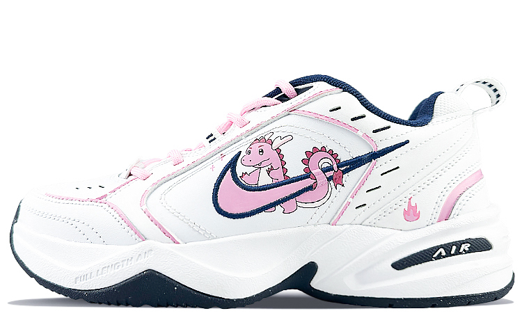 Nike Air Monarch 4 Cushioning Anti-Slip And Wear-Resistant Height Increasing Low-Top Chunky Sneakers Unisex Pink White