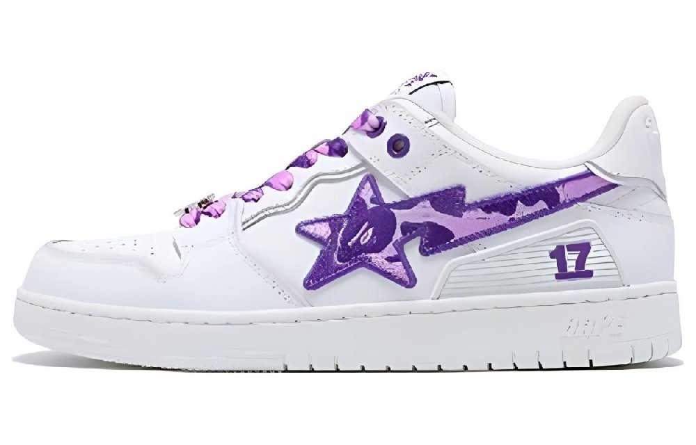 A BATHING APE SK8 Low-Top Skateboard Shoes Unisex White Purple
