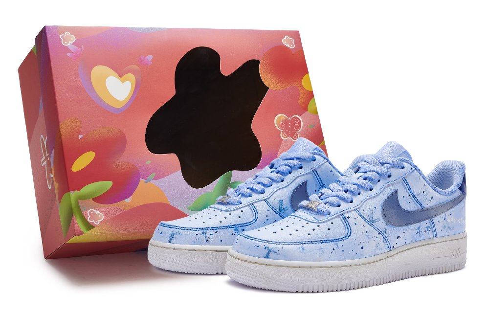 Nike Air Force 1 Low Top Skateboard Shoes Men's Blue White