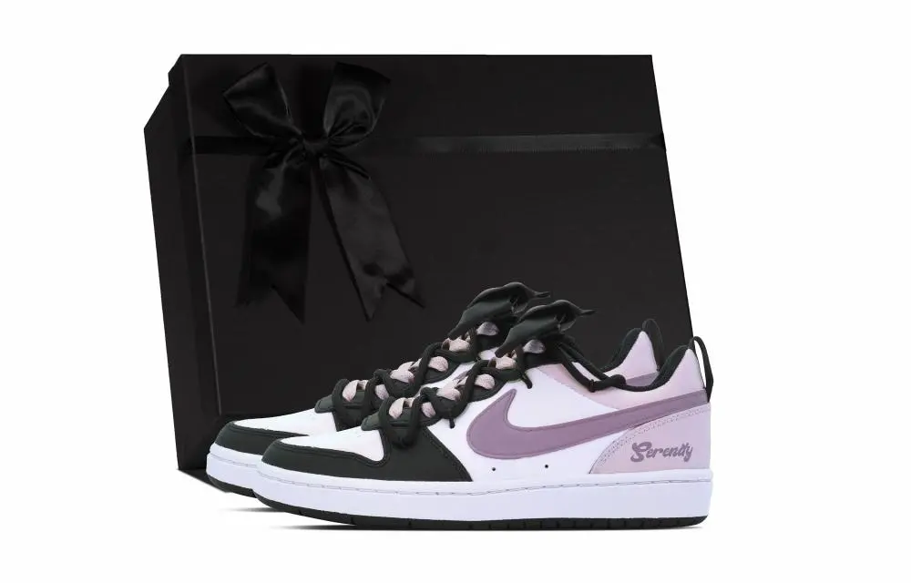 Nike Court Borough DEER Love Journal Slip Resistant Abrasion Resistant Low top Skateboard Shoes Women's Black Pink GS