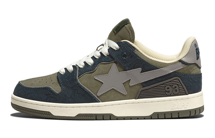 A BATHING APE SK8 STA Stylish Skateboarding Shoes Women's Olive Green