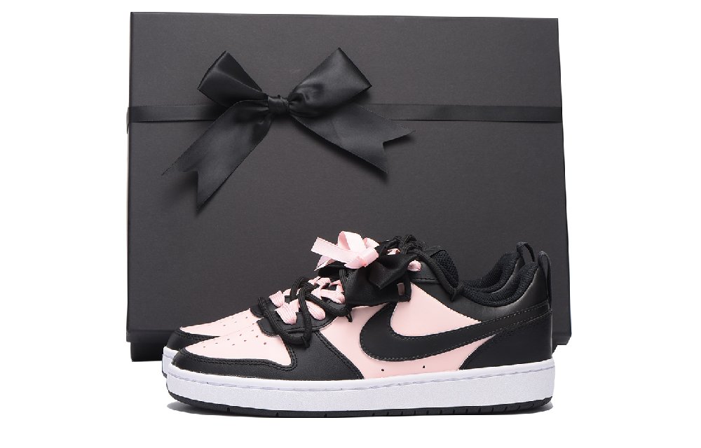 Nike Court Borough Low Chestnut Slip-Resistant Coverage Low-Top Skateboard Shoes GS Black Pink