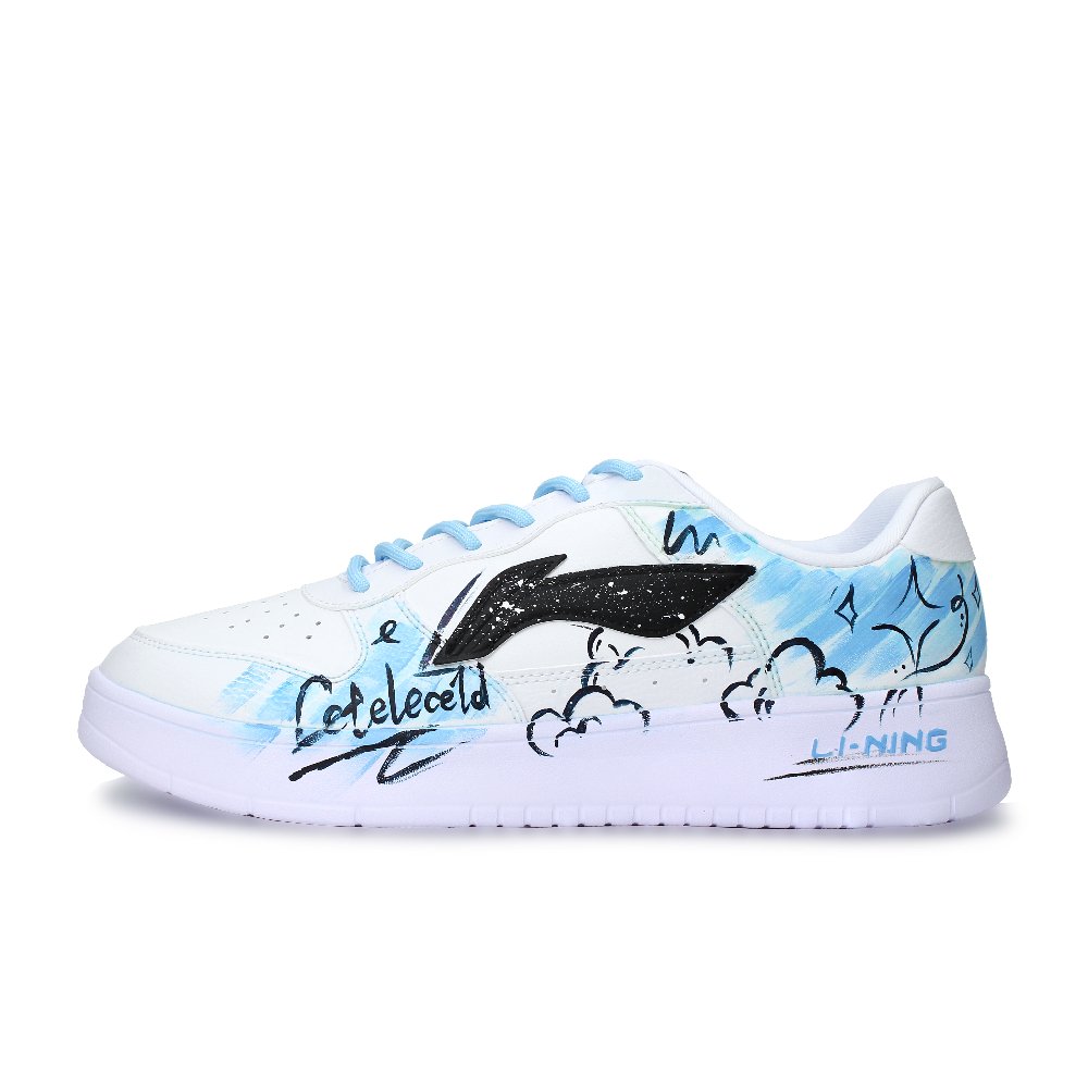 LiNing Pontoon Boats Abrasion Resistant, Lightweight, And Breathable Low top Skateboard Shoes Unisex White Blue Black