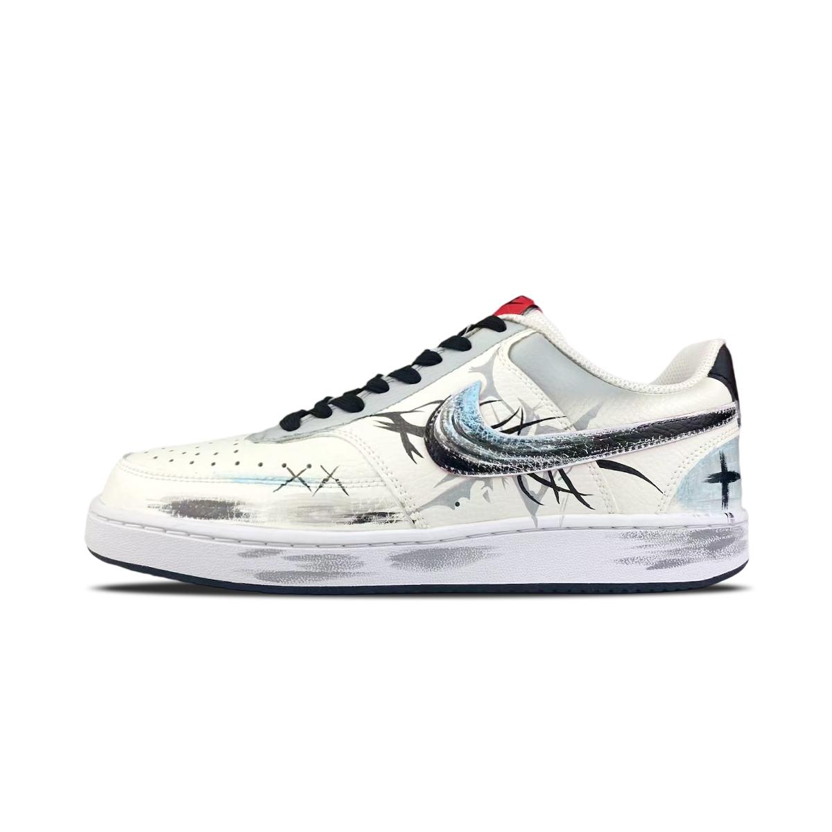 Nike Court Vision 1 Low top Skateboard Shoes Men's Black White