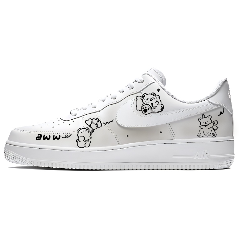 Nike Air Force 1 Line Bear Z Abrasion Resistant Low Top Skateboard Shoes Unisex Brown