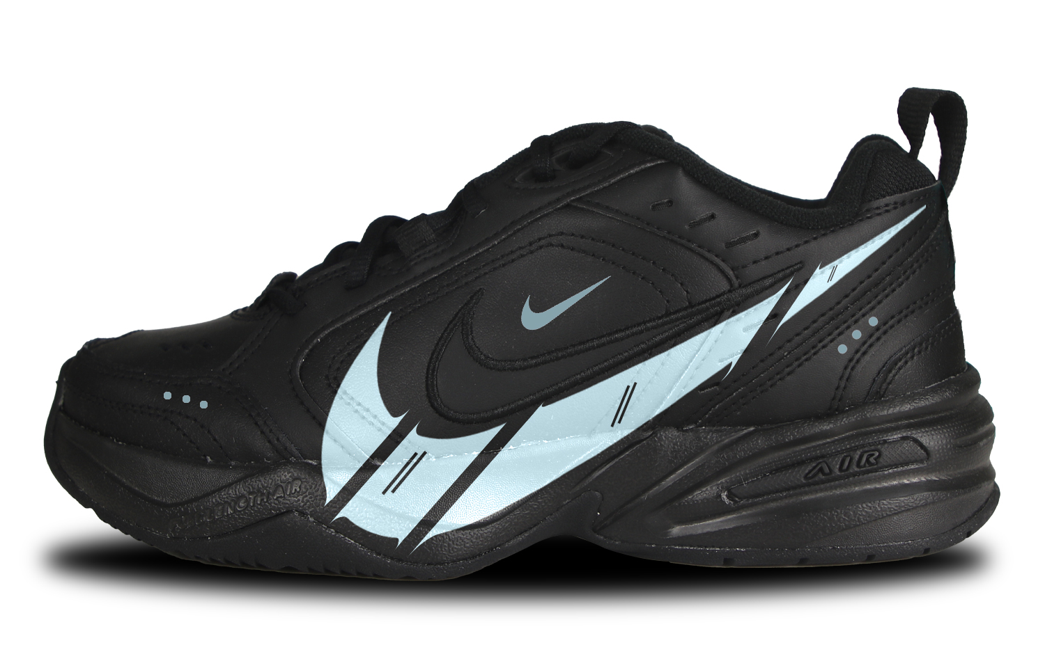 Nike Air Monarch 4 Blue Fantasy Anti-Slip And Wear-Resistant Coverage Low-Top Chunky Sneakers Unisex Black Blue