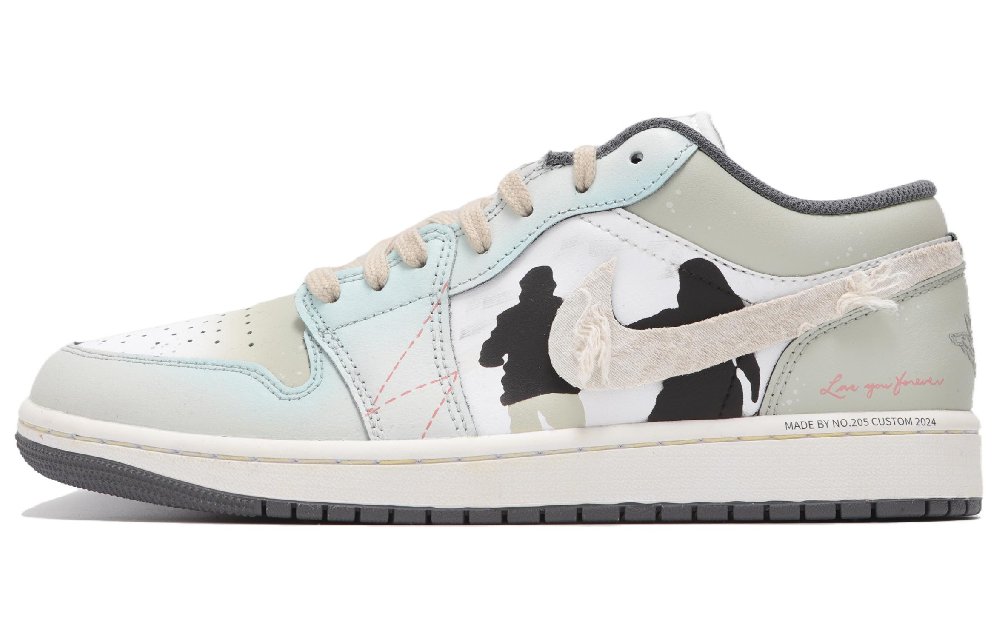 Jordan Air Jordan 1 Abrasion Resistant Low Top Vintage Basketball Shoes Unisex Gray