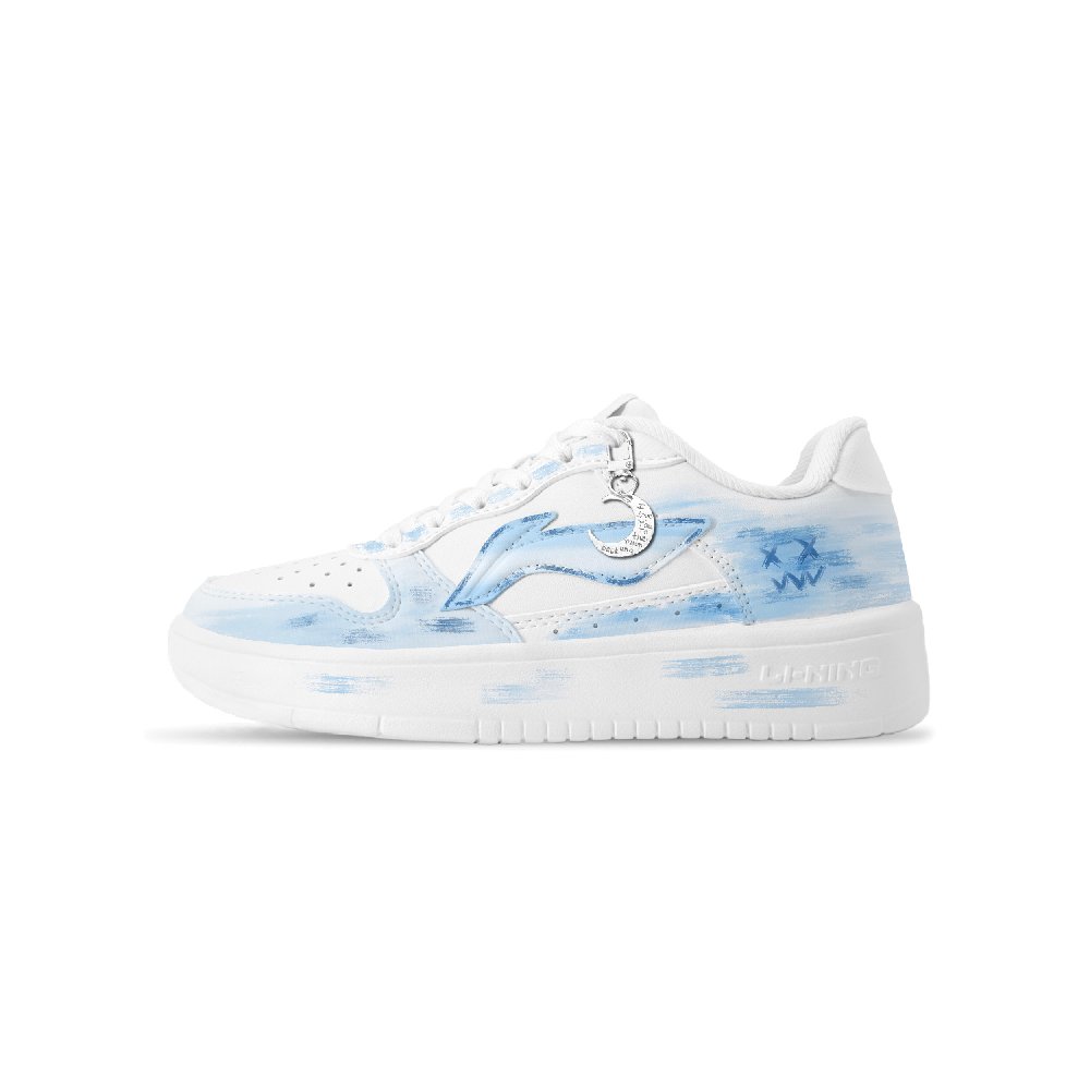 LiNing Pontoon Boats Slip Resistant, Abrasion Resistant, Breathable Low Top Skateboard Shoes Unisex White Blue