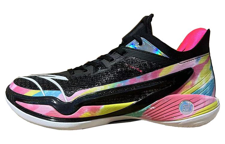 Anta Lighthearted 4 Cushioning Wear-Resistant Low-Top Basketball Shoes Men's Black Pink