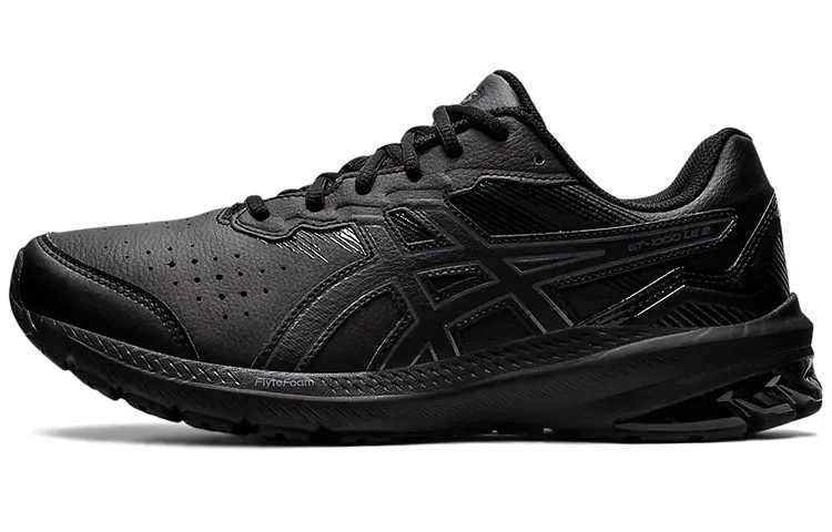 Asics GT 1000 Leather 2 Abrasion Resistant Low top Running Shoes Men's Black 2E Width