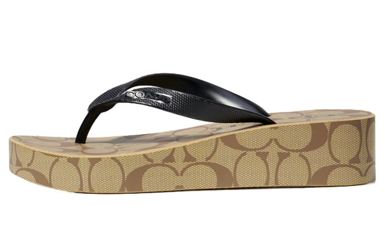 COACH Lynn EVA Abrasion Resistant Flip Flops Women's Khaki Black