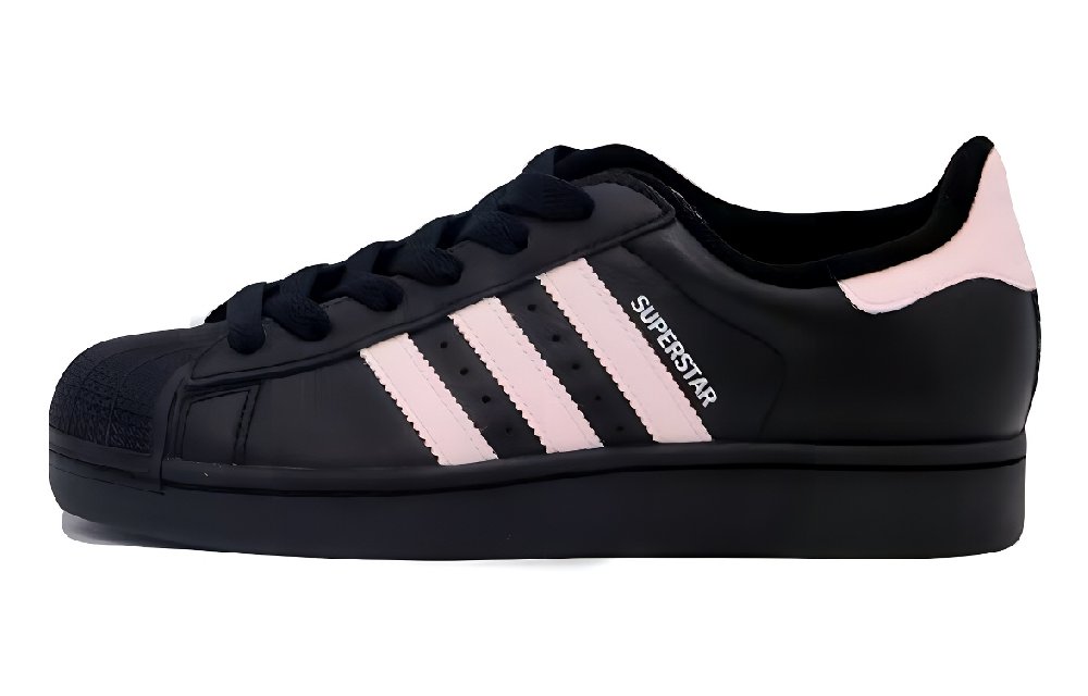 Adidas Originals Superstar 2 Anti Slip Wear Resistant Low Top Skateboard Shoes Unisex Black Pink