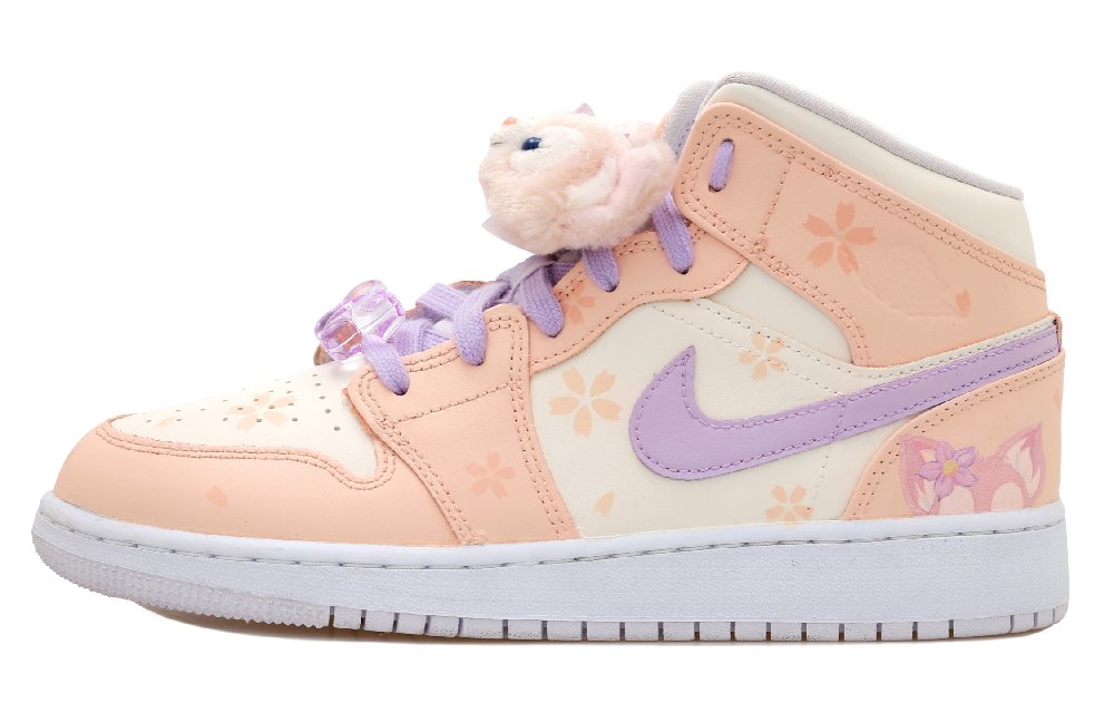 Jordan Air Jordan 1 Little Fox Belle Mid Top Vintage Basketball Shoes GS Pink Purple