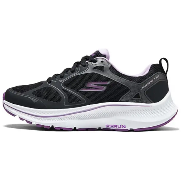 Skechers Cushioning Abrasion Resistant Breathable Rebound Low Top Casual Running Shoes Women's Black Purple