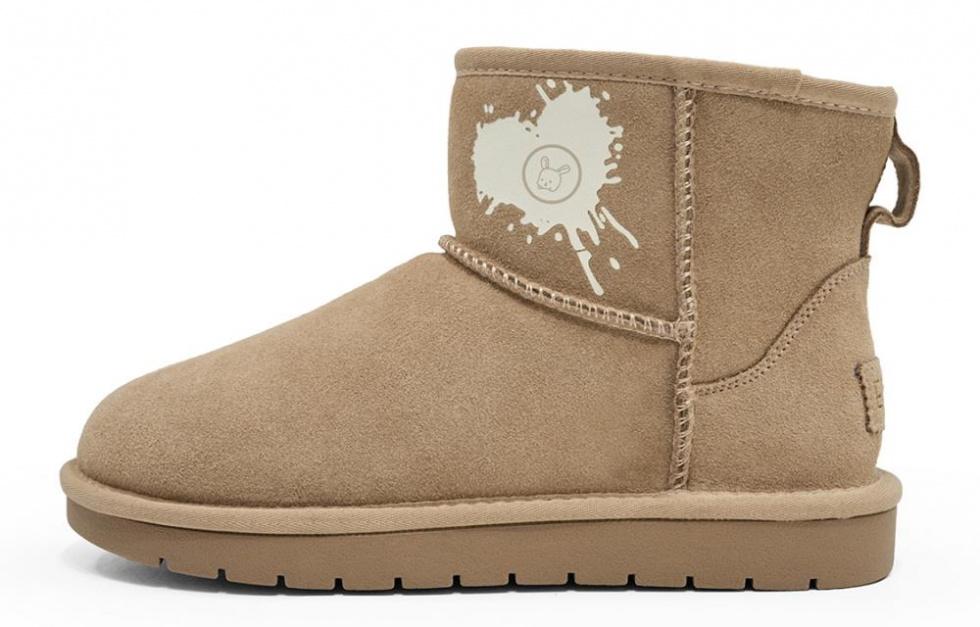 EBLAN Ankle Length Snow Boots Women's Beige Brown