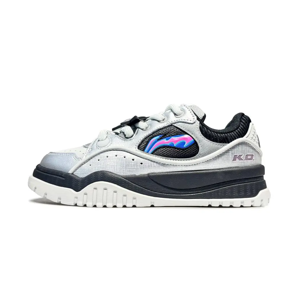 LiNing Boo Abrasion Resistant Breathable Low top Skateboard Shoes Men's Silver