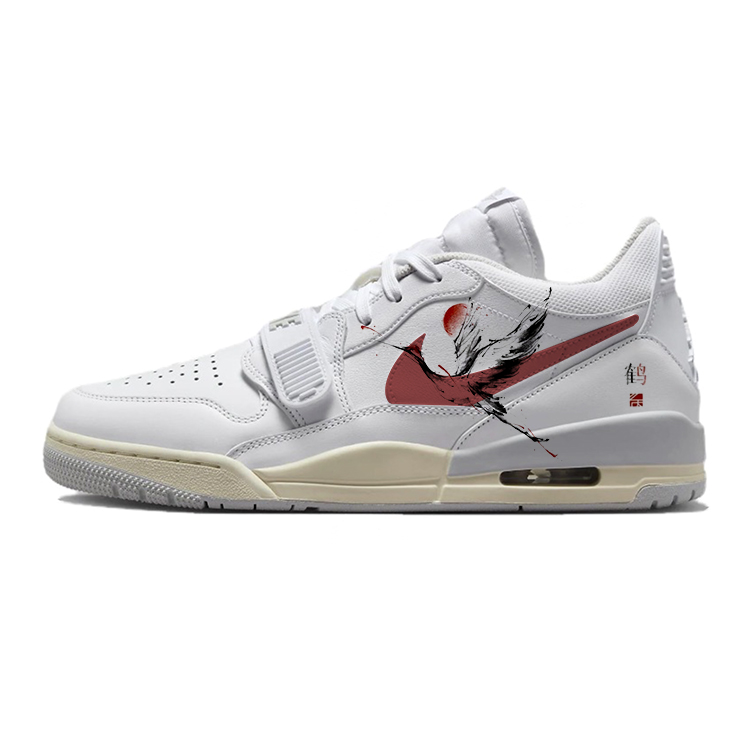 Jordan Legacy 312 Wear-Resistant Slip-Resistant Low-Top Vintage Basketball Shoes Men's White Red
