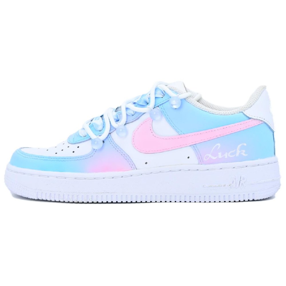 Nike Air Force 1 Empty Love Girlish Coverage Cushioning Balance Low Top Skateboard Shoes GS Pink Blue