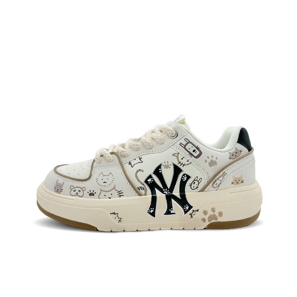 MLB Chunky Liner Cat Café Wear-Resistant Height Increasing Low-Top Skateboard Shoes Unisex Beige Brown