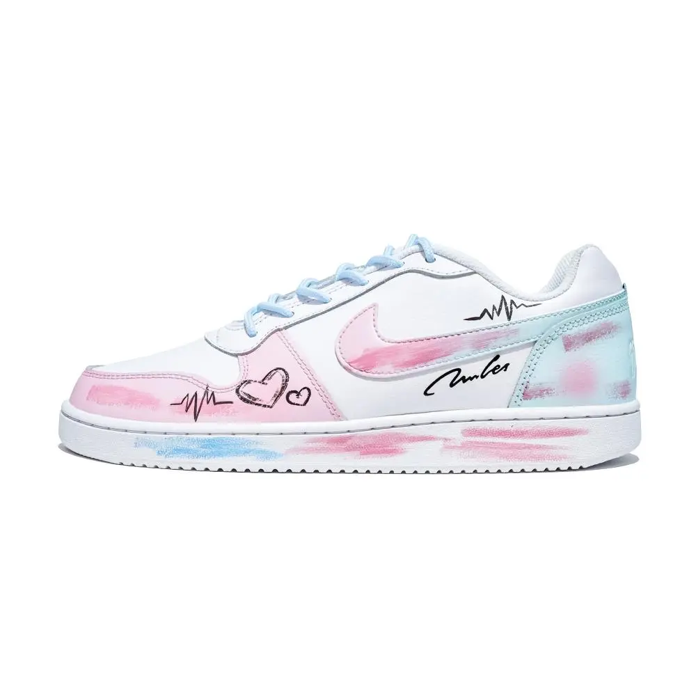 Nike EBERNON Wear resistant And Lightweight Low top Skateboard Shoes Unisex Blue Pink