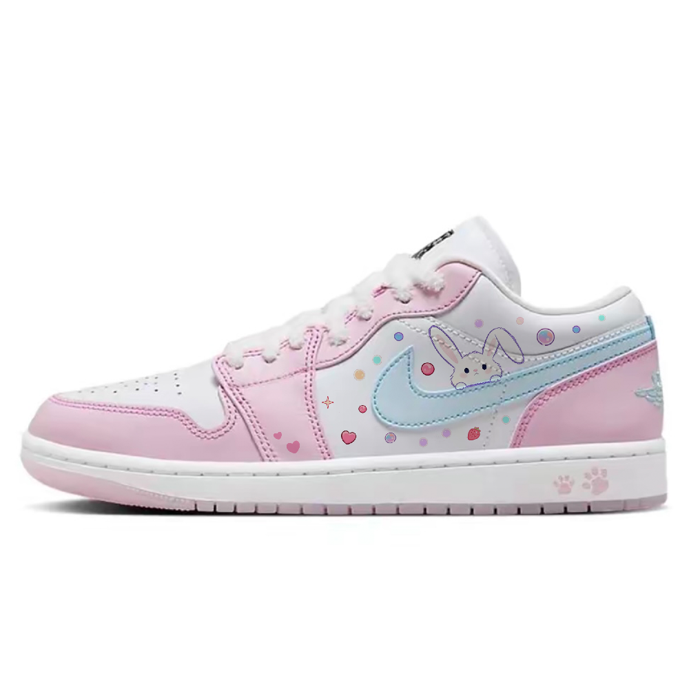 Jordan Air Jordan 1 Anti Slip Wear Resistant Low Top Vintage Basketball Shoes Unisex Pink
