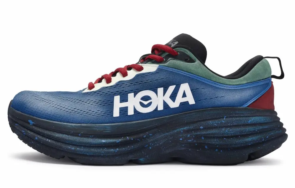 HOKA ONE ONE Bondi 8 Low top Casual Running Shoes Men's Blue Red