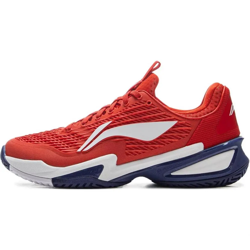 LiNing Abrasion Resistant Support Rebound Low top Tennis Shoes Men's Fiery Red