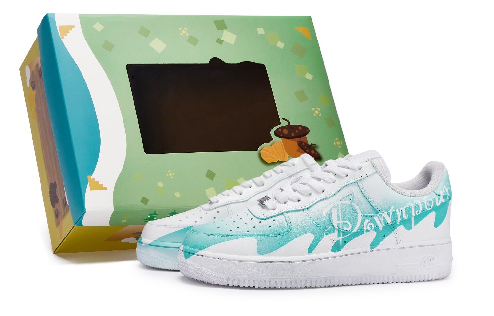 Nike Air Force 1 811 Manufacture Rain Falls In The Clouds Slip-Resistant Low-Top Skateboard Shoes Unisex White Tiffany
