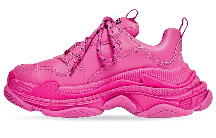 Balenciaga Triple S Faux Leather Dark Pink Women's