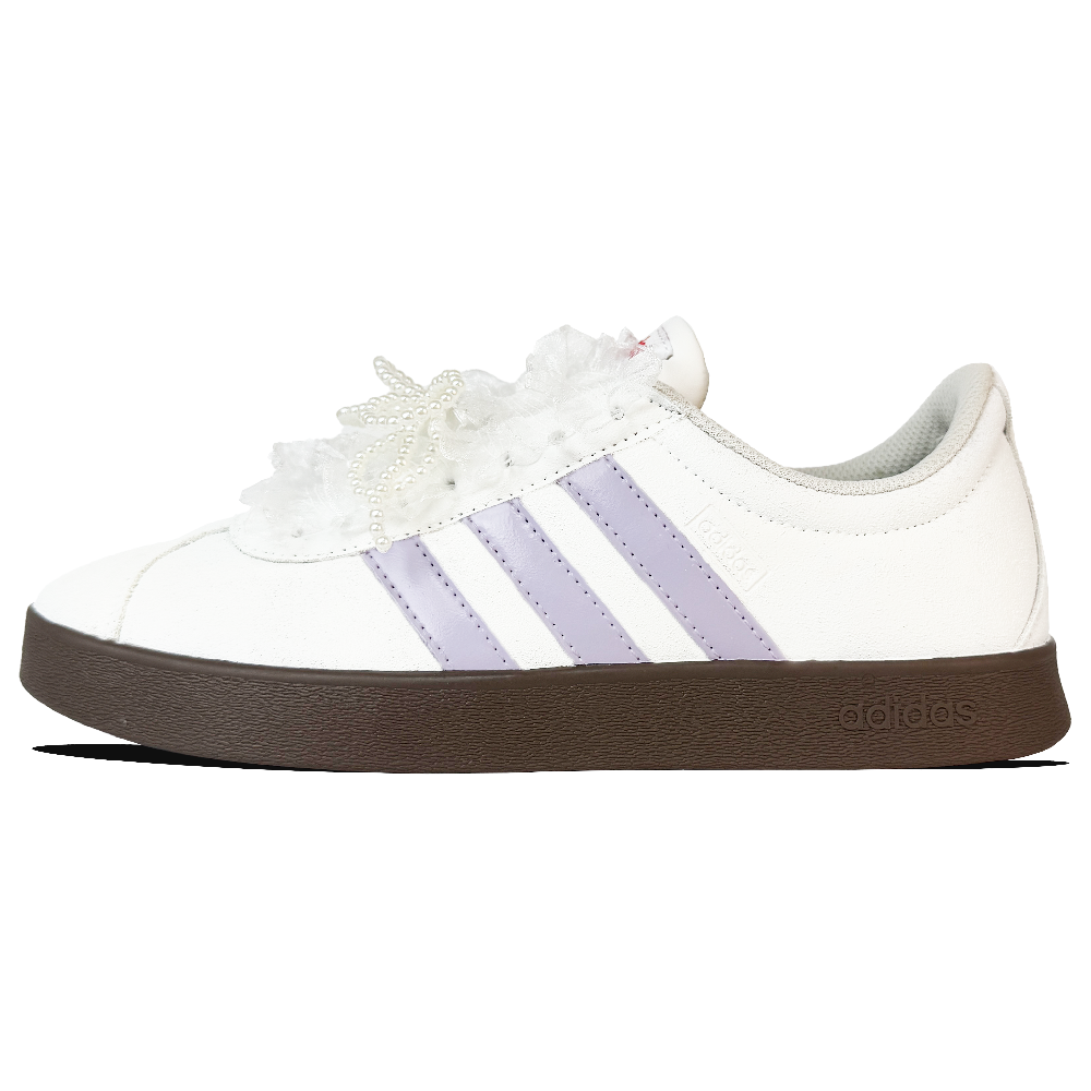 Adidas VL COURT 2.0 Cushioning, Wear Resistant Low Top Skateboard Shoes Unisex White Purple
