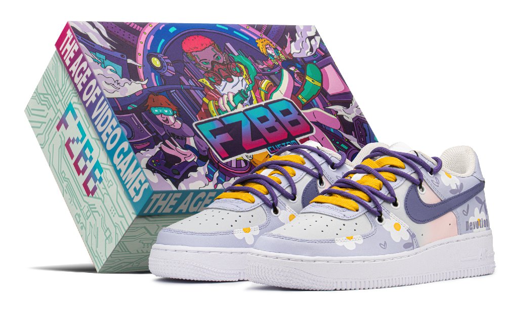 Nike Air Force 1 Anti Slip And Wear Resistant Lightweight Low Top Skateboard Shoes Women's White Purple
