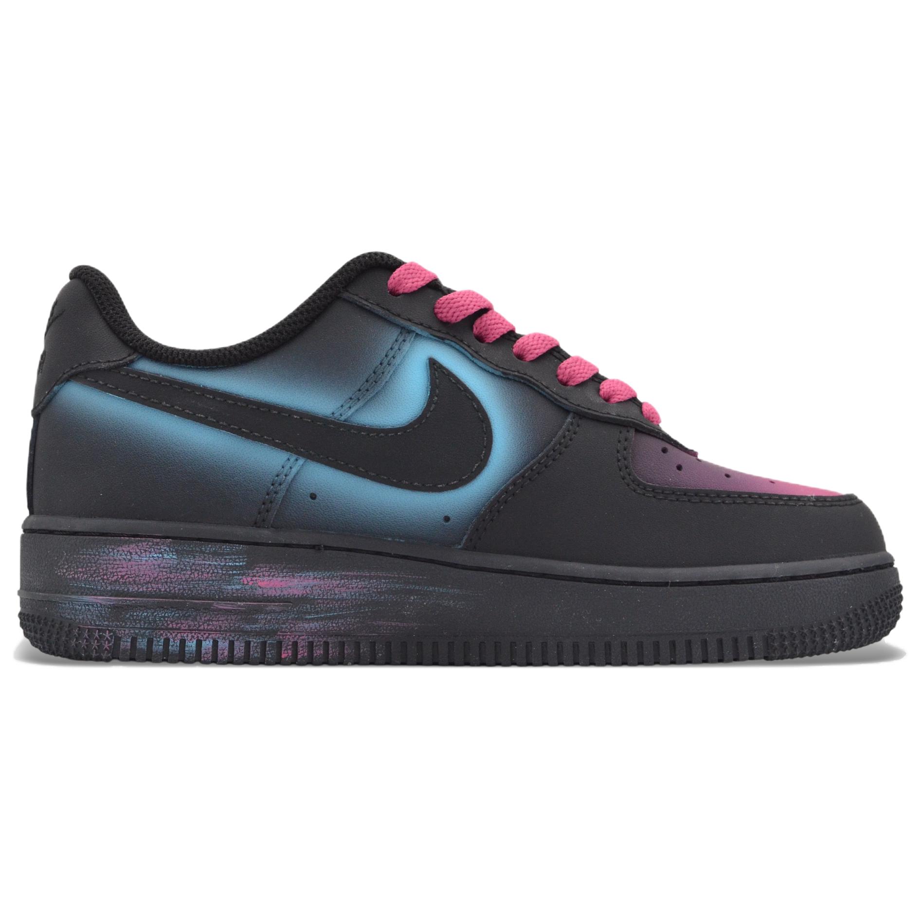 Nike Air Force 1 Cyber Neon Abrasion Resistant Low top Skateboard Shoes Unisex Black Purple Yellow