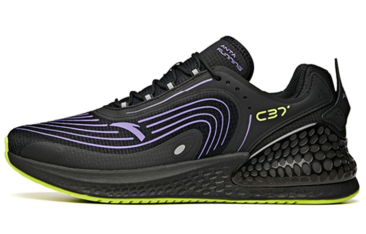Anta C37+ Slip Resistant, Abrasion Resistant, Breathable Low top Running Shoes Men's Black Purple