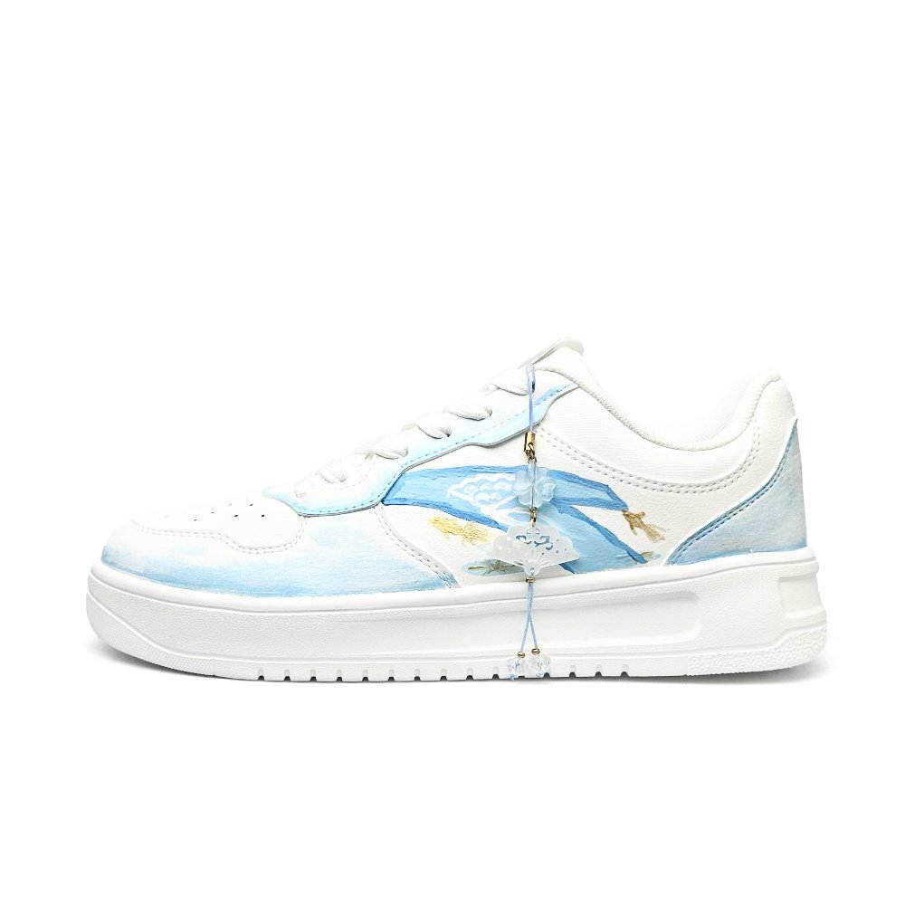 Anta Relaxed Lightweight, Breathable, And Slip Resistant Low Top Skateboard Shoes Unisex Blue White