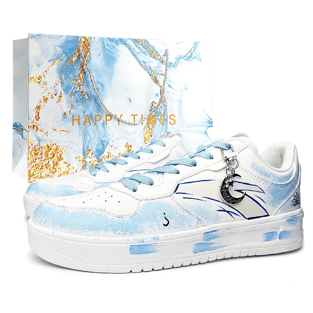 Anta Relaxed Slip Resistant Lightweight Height Increasing Low Top Skateboard Shoes Unisex Sky Blue