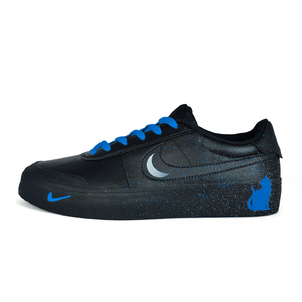 Nike Court Shot Blue Tears Anti Slip Wear Resistant Low Top Skateboard Shoes Men's Black