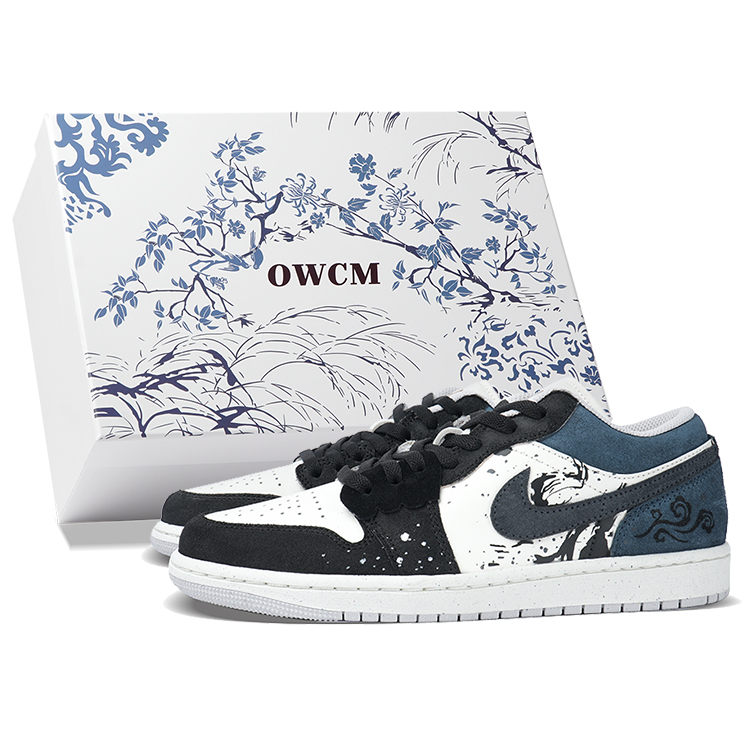 Jordan Air Jordan 1 Low-Top Skateboard Shoes Unisex Black Blue