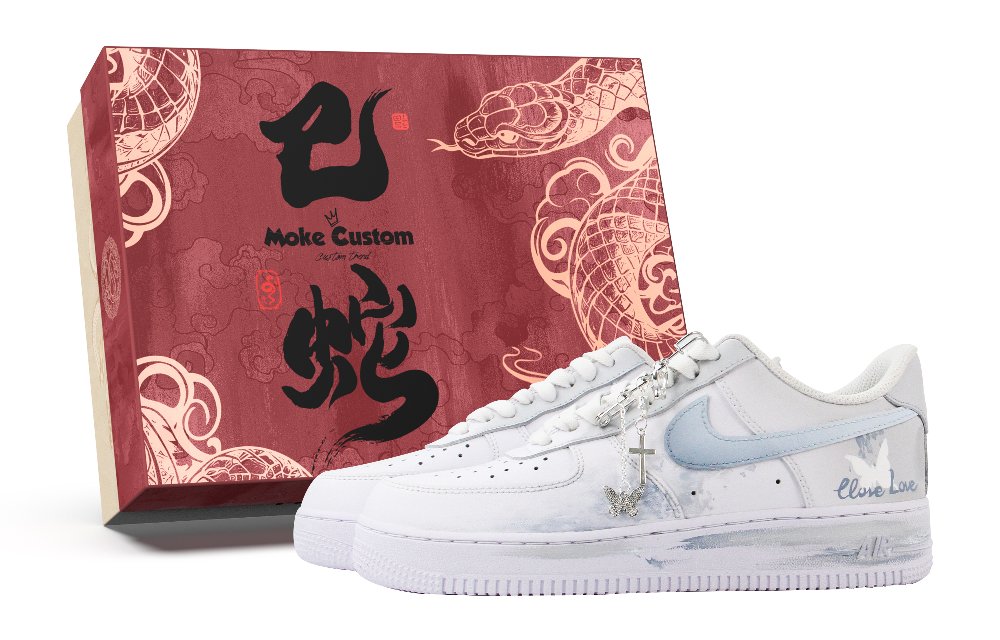 Nike Air Force 1 Anti Slip Wear Resistant Low Top Skateboard Shoes Unisex White Gray Blue