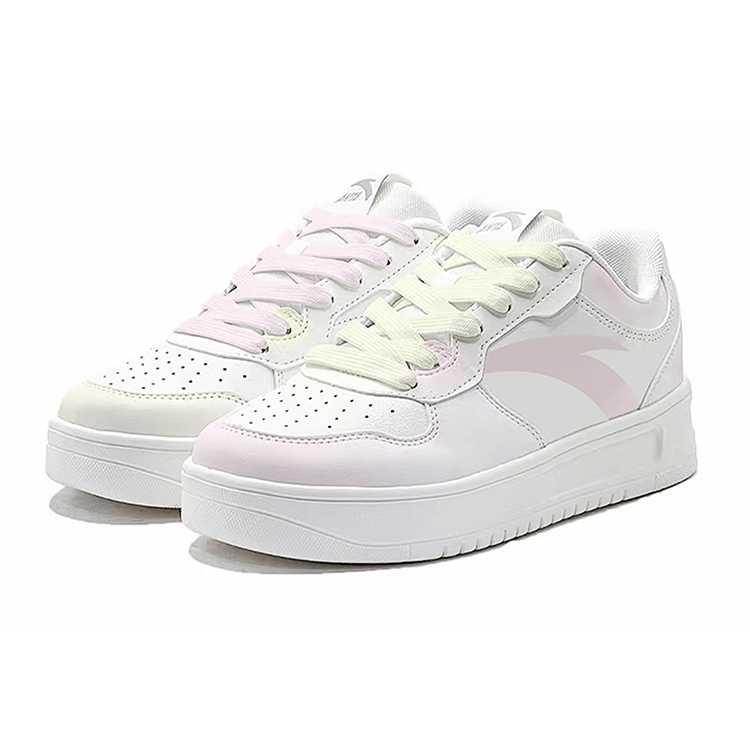 Anta Relaxed Anti Slip Wear Resistant Low Top Skateboard Shoes Unisex Pink Yellow Mismatched