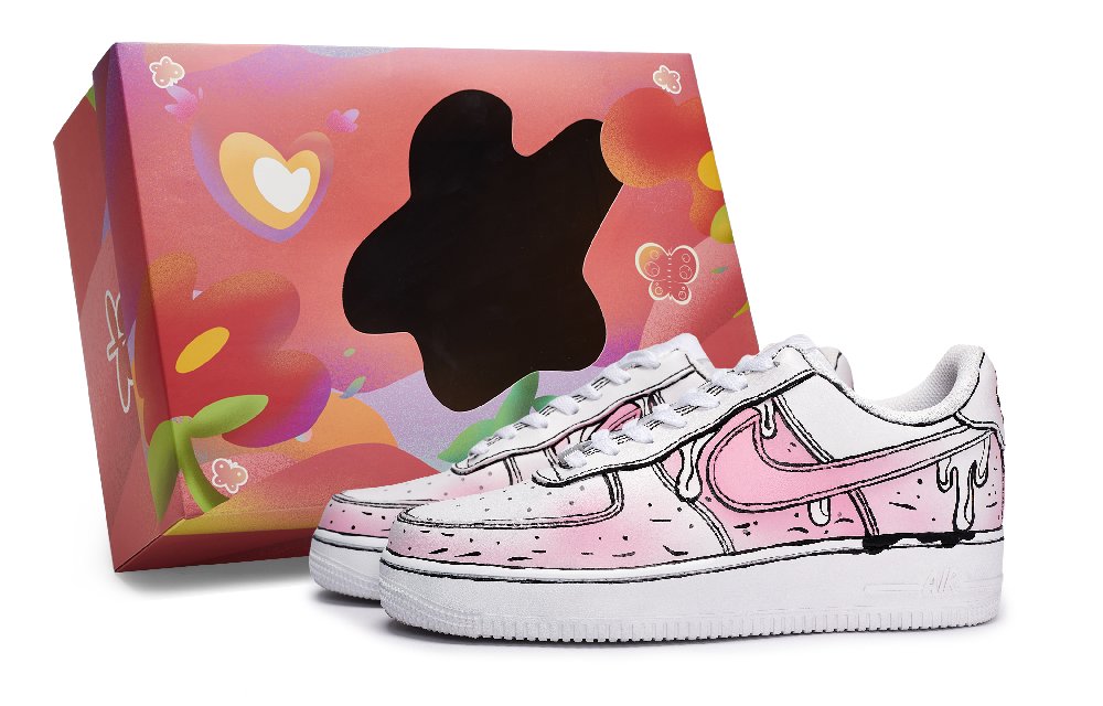 Nike Air Force 1 Wear-Resistant Low-Top Skateboard Shoes Unisex Pink White Black