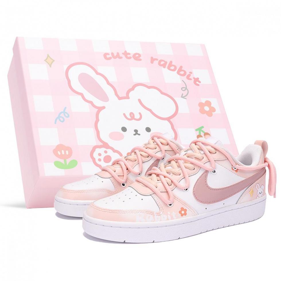 Nike Court Borough 2 Low Top Skateboard Shoes GS Pink White
