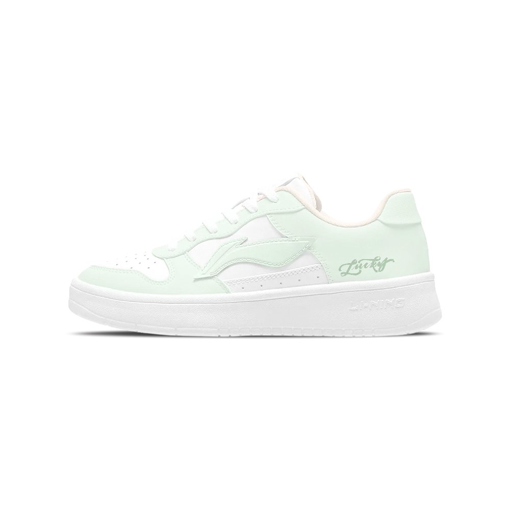 LiNing Pontoon Boats Slip Resistant, Abrasion Resistant, Breathable Low Top Skateboard Shoes Women's White Green