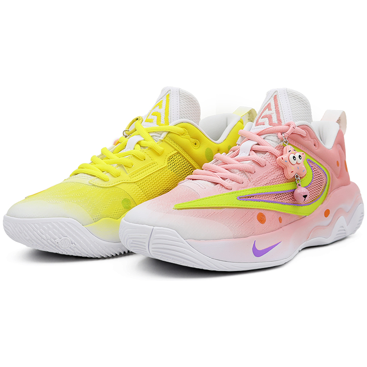 Nike Giannis Immortality Cushioning, Wear Resistant Low Top Basketball Shoes Men's Pink Yellow