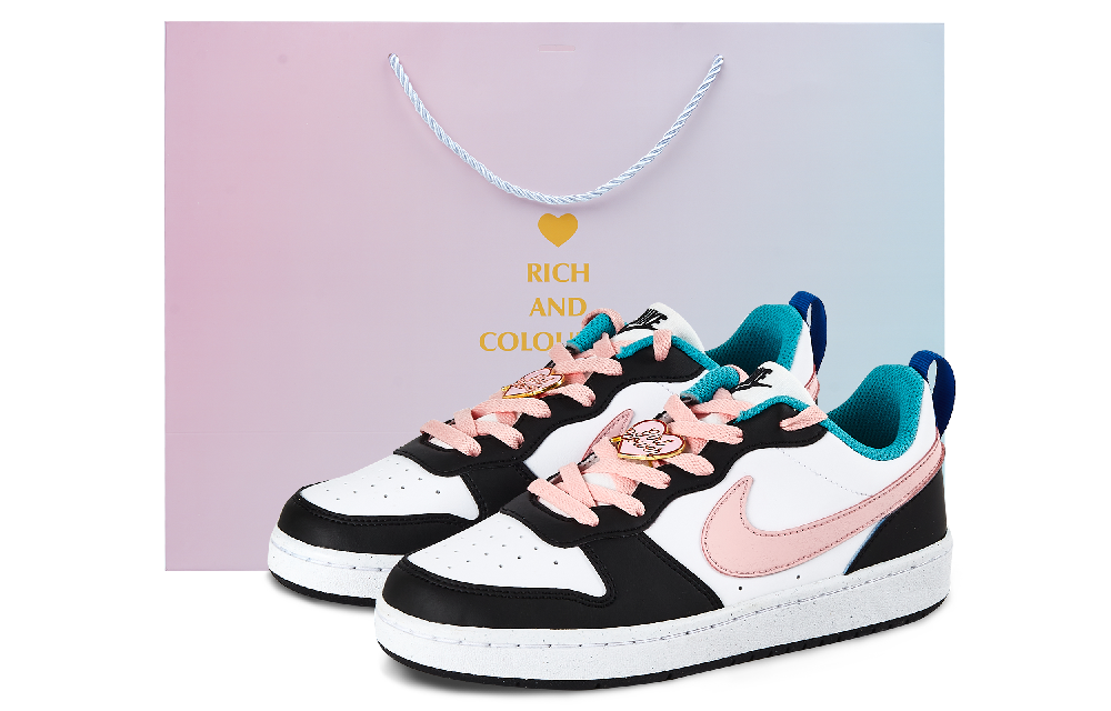 Nike Court Borough Low-Top Skateboard Shoes Women's Black Pink
