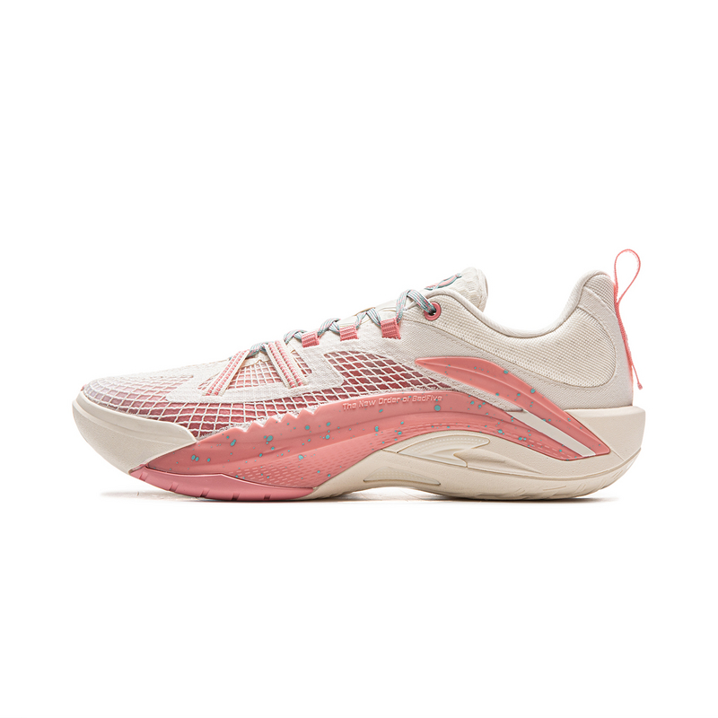 LiNing Abrasion Resistant Breathable Rebound Grip Low Top Outdoor Performance Basketball Shoes Men's Pink White