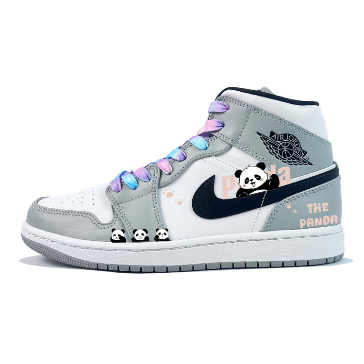 Jordan Air Jordan 1 Cushioning Anti-Slip And Wear-Resistant High-Top Vintage Basketball Shoes Men's Smoke Gray White