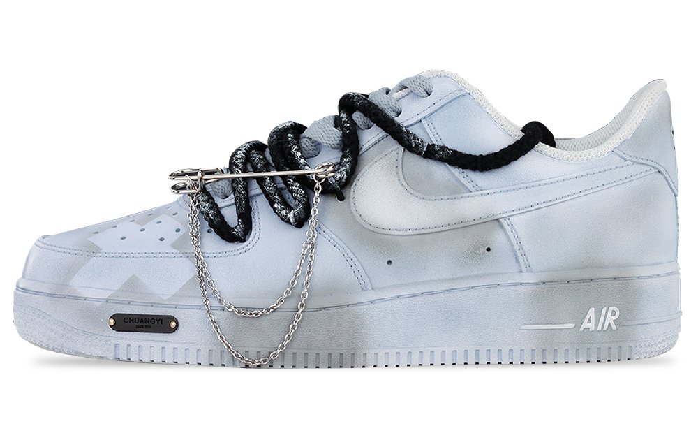 Nike Air Force 1 Slip Resistant, Impact Resistant, Abrasion Resistant Low Top Skateboard Shoes Men's White Gray